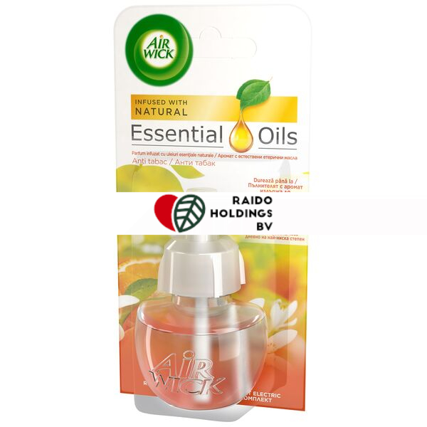 AIRWICK AIR FRESHENER ELECTRIC DIFFUSER REFILL ANTI TABACCO 19ML