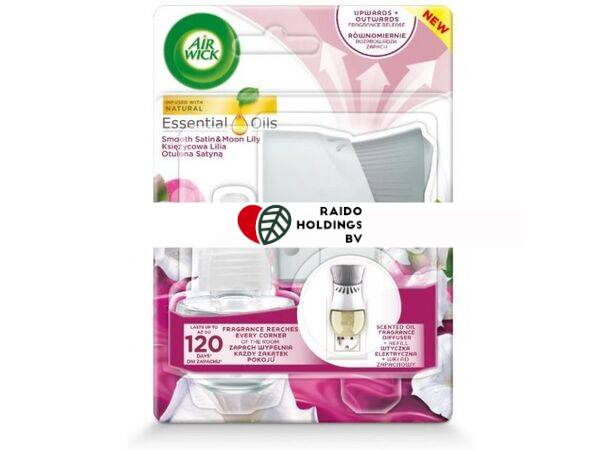 AIRWICK ELECTRICAL PLUG IN DIFFUSER AND REFILL SMOOTH SATIN&MOON LILY 19ML