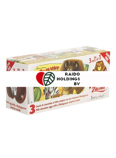 Zaini Madagascar Chocolate Eggs 3 x 20 g