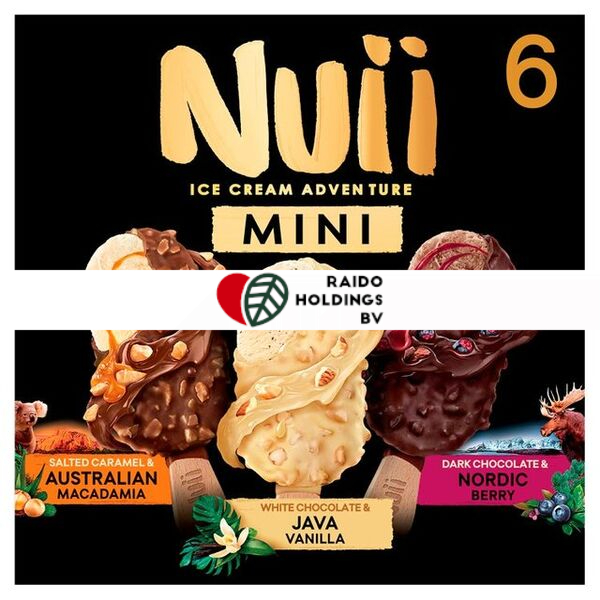 NUII Ice Cream Mix Salted Caramel, Vanilla & Nordic Berry 6x55ml